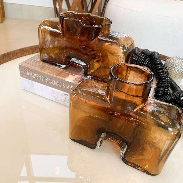 Vaso De Vidro Decorativo Para Flores Âmbar Hommi G 16 Cm