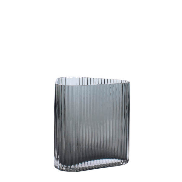 Vaso De Vidro Decorativo Para Flores Cinza Quantum Largo P 15