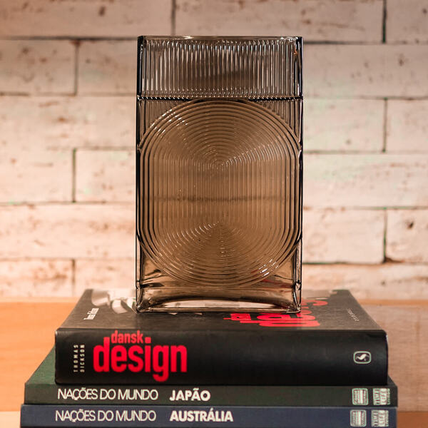 Vaso De Vidro Decorativo Para Flores Marrom Blocon P 23,5 Cm