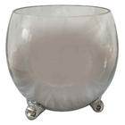 Vaso De Vidro Degrade Transparente E Prata