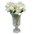Vaso De Vidro Diamont Grande Com Flores Brancas