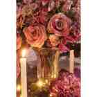 Vaso De Vidro Diamont Grande Com Flores Brancas