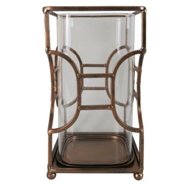 Vaso De Vidro E Metal Bronze 12cm X 12cm X 20 7cm