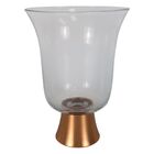 Vaso De Vidro E Metal Dourado 10 4cm X 14cm
