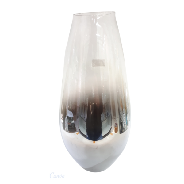 Vaso De Vidro Fumê 40cm Glamour - Adely Decor