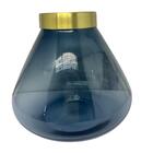 Vaso De Vidro Fumê Decorativo Com Detalhe Dourado Em Metal