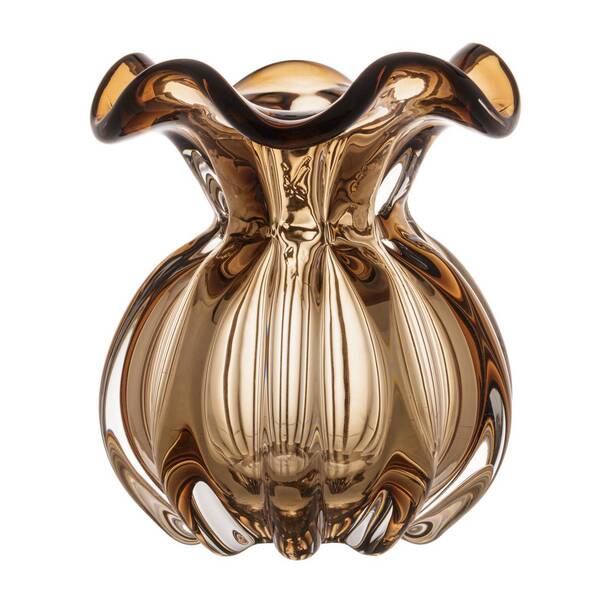 Vaso De Vidro Italy  Marrom 11 5x13 Cm Lyor