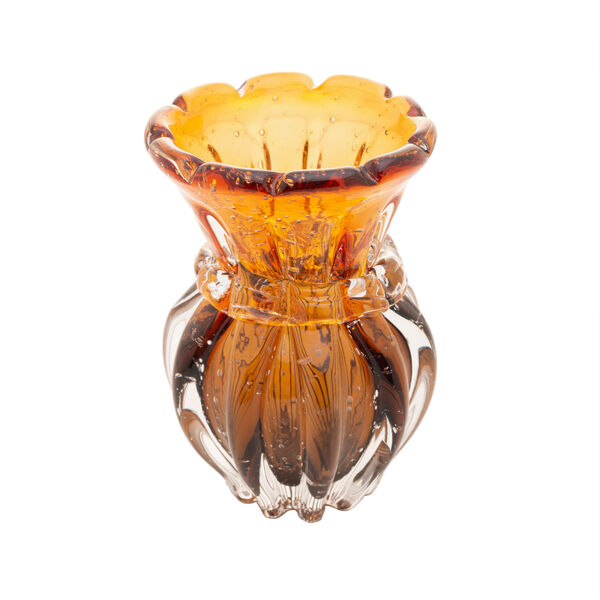 Vaso De Vidro Italy Âmbar E Marrom 7 5cm X 12cm - Wolff