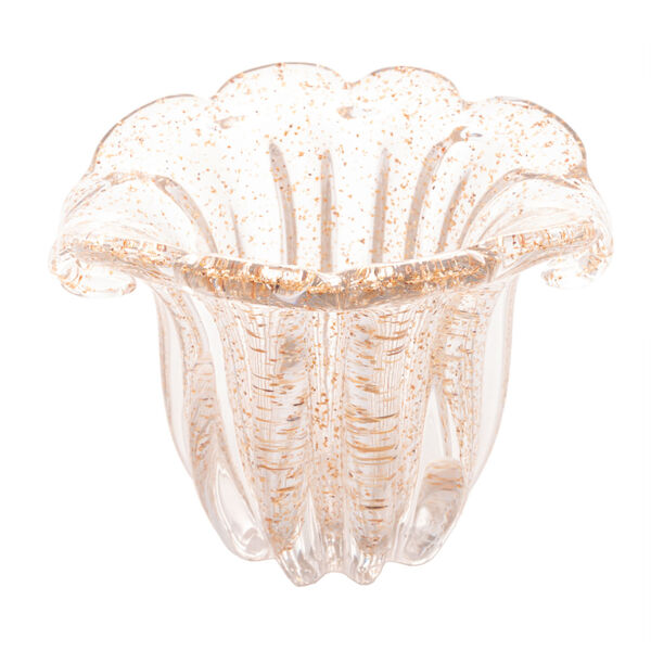 Vaso De Vidro Italy Dourado 17cm X 14cm X 16 5cm - Lyor