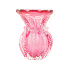 Vaso De Vidro Italy Rosa E Dourado 7 5cm X 12cm - Wolff