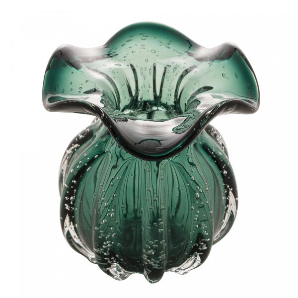 Vaso De Vidro Italy Verde Esmeralda 11 5cm X 13cm - Wolff