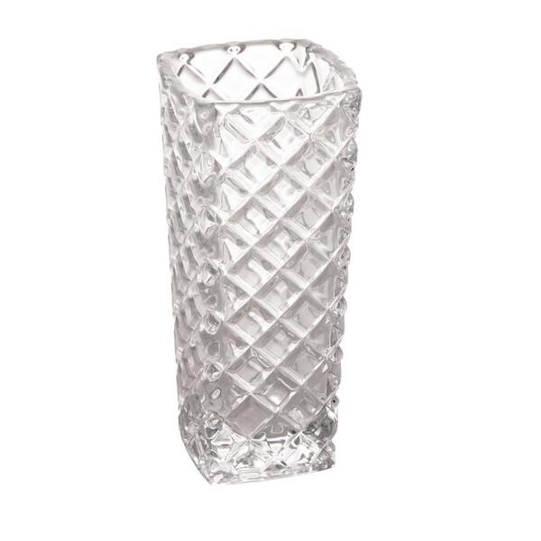 Vaso De Vidro Losangos Em Alto Relevo 15cm Decorativo - Lyor