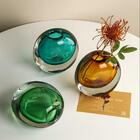 Vaso De Vidro Luxuoso E Moderno Para Plantas Decoração Âmbar