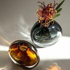 Vaso De Vidro Luxuoso E Moderno Para Plantas Decoração Âmbar