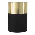 Vaso De Vidro Metalizado Dourado E Preto 10cm X 10cm X 15cm