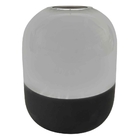 Vaso De Vidro Metalizado Prata E Preto