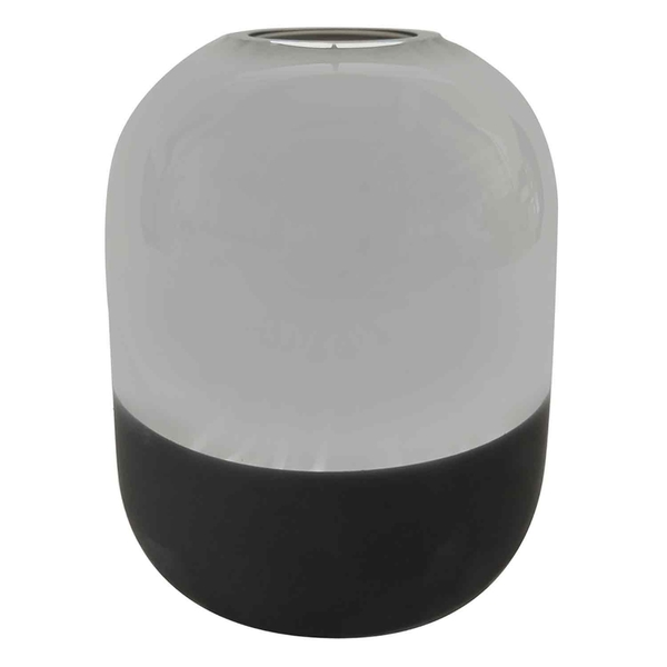 Vaso De Vidro Metalizado Prata E Preto