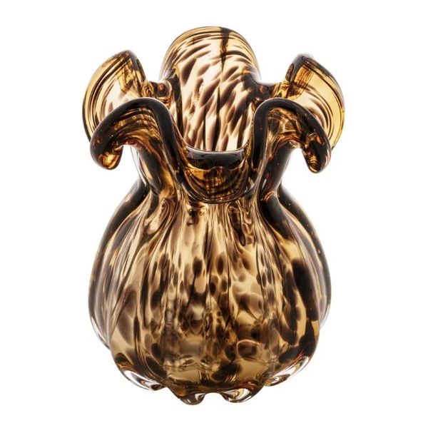 Vaso De Vidro Murano África Marrom E Preto 13x17 Cm Lyor