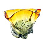 Vaso De Vidro Murano Âmbar E Cinza Murrines Grande