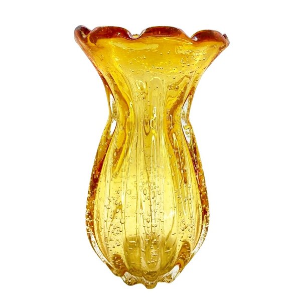 Vaso De Vidro Murano Âmbar Veneza Médio