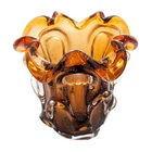 Vaso De Vidro Murano Italy  Âmbar E Marrom  11 5x13cm Lyor