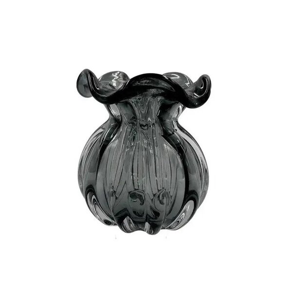 Vaso De Vidro Murano Trouxinha Veneza 12x14cm - Jolitex Cinza