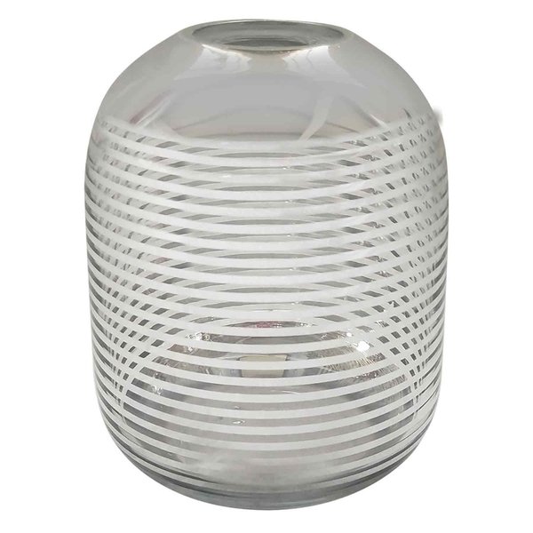 Vaso De Vidro Prata Com Linhas Transparente