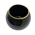 Vaso De Vidro Preto Com Dourado Pequeno