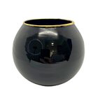 Vaso De Vidro Preto Com Dourado Pequeno