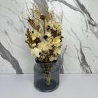 Vaso De Vidro Preto Moderno Com Buquê De Flores Secas