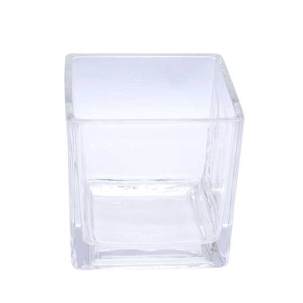 Vaso De Vidro Quadrado Médio Incolor Decoração 12x12cm