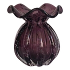 Vaso De Vidro Roxo  Murano 10cm X 10cm X 11cm
