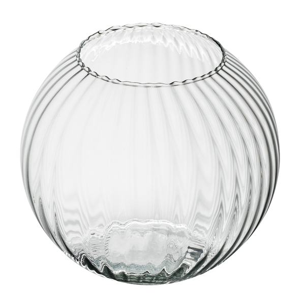 Vaso de Vidro Terrário Médio 26x28cm Transparente Floreira Rigado Luvidarte