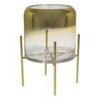 Vaso De Vidro Transparente C/ Degradê Dourado St1676