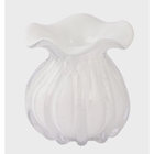 Vaso De Vidro Trouxinha Tipo Murano Branco Leitoso Veneza 11