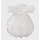 Vaso De Vidro Trouxinha Tipo Murano Branco Leitoso Veneza 11