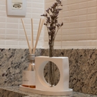 Vaso Decorativo Artesanal Solitário Quadrado 16,5cm Cimento