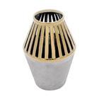 Vaso Decorativo Cerâmica Royal Decor 16x24cm Dourado/marrom