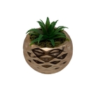 Vaso Decorativo Cerâmico  Rose Gold Com Suculenta Artificial