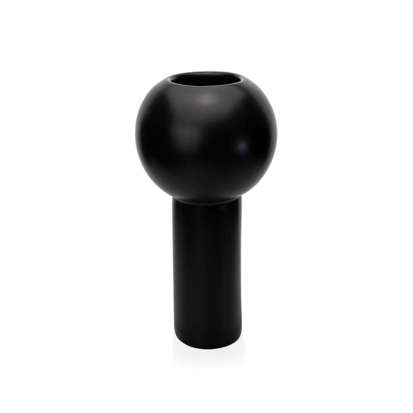 Vaso Decorativo Cilíndrico Em Cerâmica Preto 32 5x16x16 Cm -