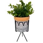 Vaso Decorativo De Cerâmica Artesanal Com Tripé De Metal