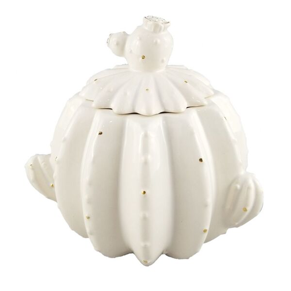 Vaso Decorativo De Ceramica Branco Cactos 11cm X 10 3cm X 12
