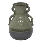 Vaso Decorativo De Ceramica Cinza  Bege E Verde 13 8cm X 12
