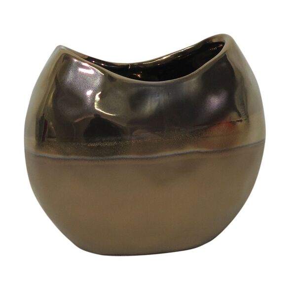 Vaso Decorativo De Ceramica Dourado 18 50cm X 11 3cm X 15 8c