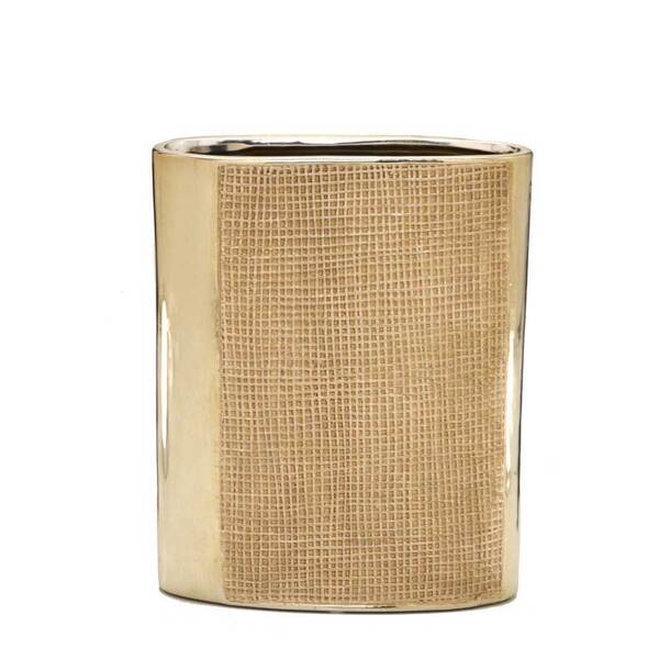 Vaso Decorativo De Cerâmica Dourado 25cm