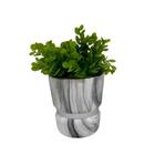 Vaso Decorativo De Cerâmica Estampa Marmorizada Com Planta