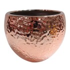 Vaso Decorativo De Cerâmica Martelado Grande - Rose Gold