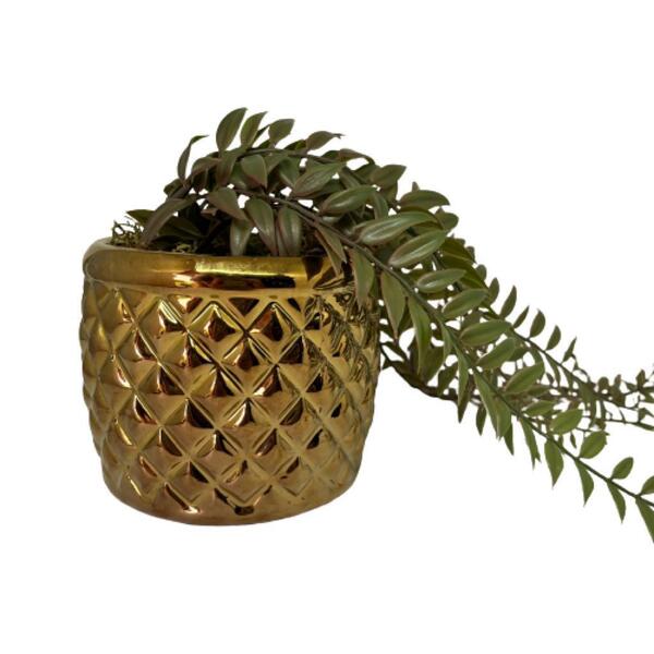 Vaso Decorativo De Cerâmica Na Cor Cobre Luxo Com Trabalhado