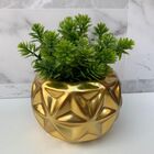 Vaso Decorativo De Cerâmica Trabalhado Dourado Geométrico