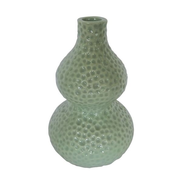 VASO EM CERAMICA VERDE E BEGE D12,5CM X 34CM